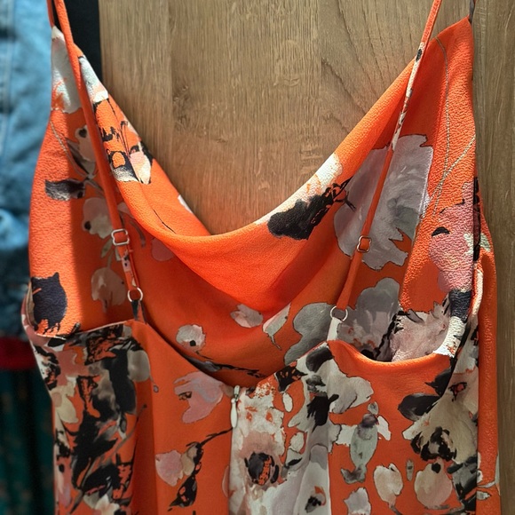 ABS Allen Schwartz, size 6, orange floral print strappy dress - Picture 4 of 6
